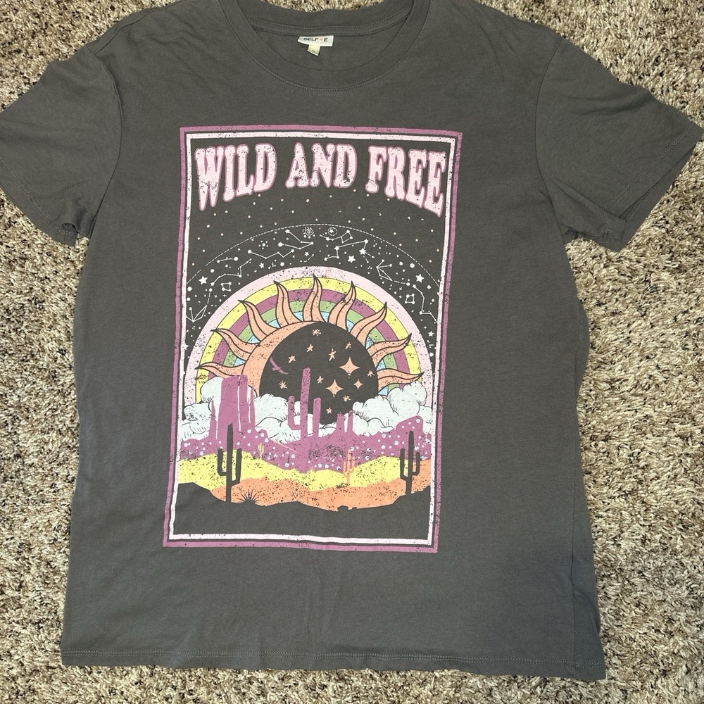 Self E Wild & Free T Shirt Women's/Juniors Size Medium Gray